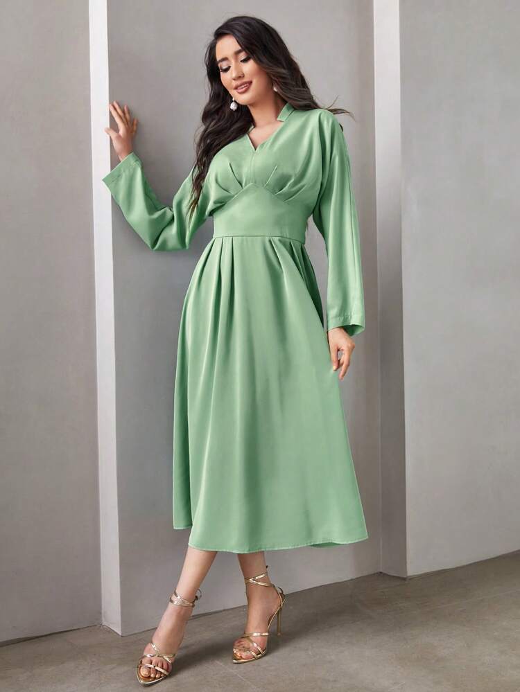 Women'S Notch Neck Fold Dress
