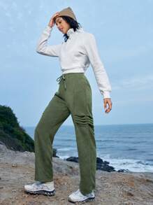 In My Nature Solid Color Drawstring Waist Outdoor Pants