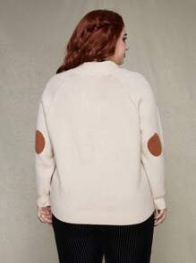 ROMWE PUNK Plus Size Monogram Zip Cardigan