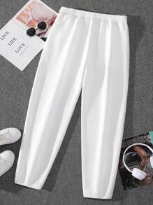 Manfinity Hypemode Men's Letter Print Drawstring Sweatpants Baggy Sweatpants, For Husband, Boyfriend Gifts - White - View 2