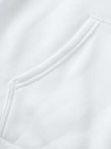 Manfinity Homme 男士標語圖案袋鼠口袋抽繩連帽衫和運動褲 - 黑與白 - 查看 4