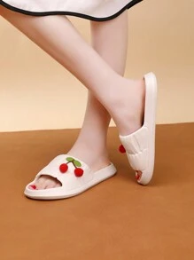 新款时尚家居凉鞋 女士室内塑料拖鞋，沙滩装 - 白色 - 查看 4