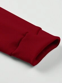 Manfinity Homme 男士愛心圖案連帽衛衣和長褲套裝,帶拉繩 - 紅色 - 查看 8