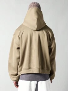 SUMWON Regular Fit Essential Overhead Hoodie - Khaki - View 2