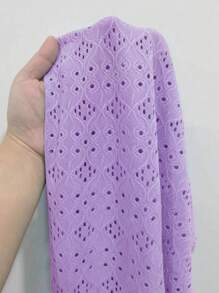 Breezaya Cổ Trái tim Ngắn tay Dây đeo thêu Quần skinny Áo thun - Màu tím - Xem 7