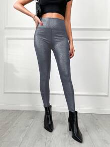 EURMUSE Women's Glittery Tights - Light Grey - View 1