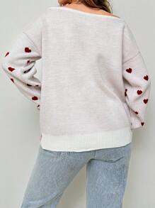 EURMUSE Heart Pattern Long Sleeve Sweater - Multicolor - View 2