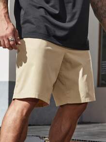 SHEIN Manfinity Homme 男士加大號鬆身純色直筒短褲