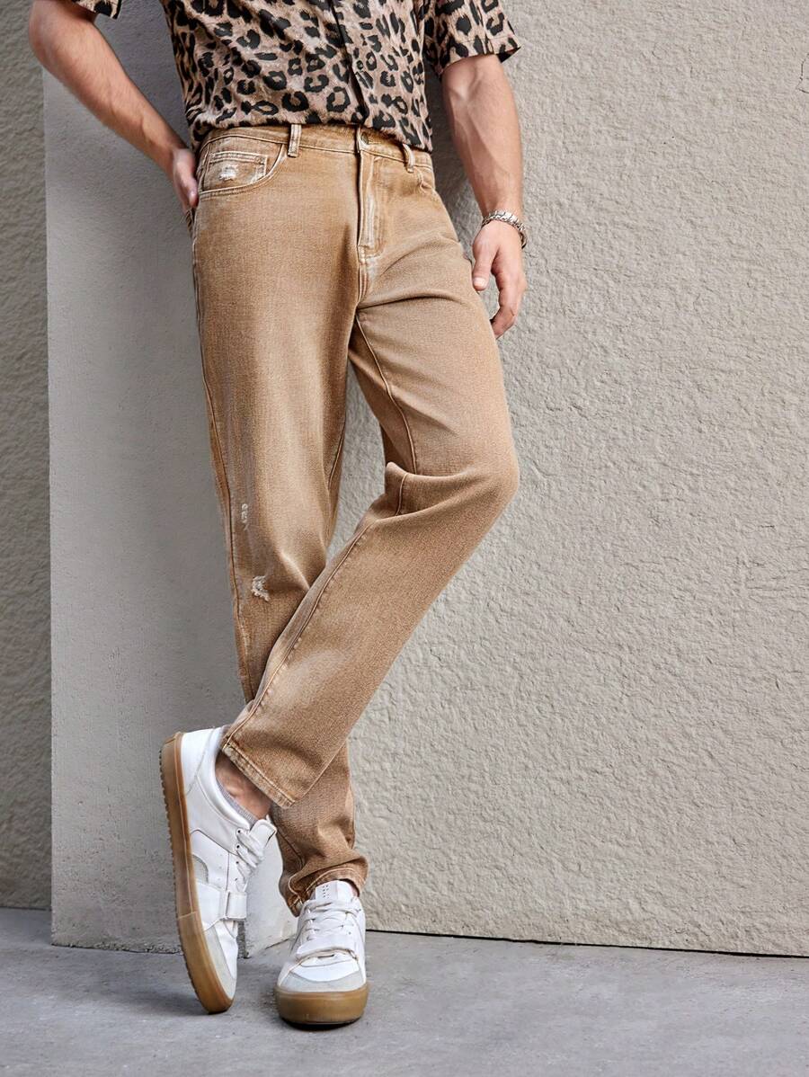 Manfinity VCAY 男士無彈常規中腰休閒風格牛仔鉛筆褲