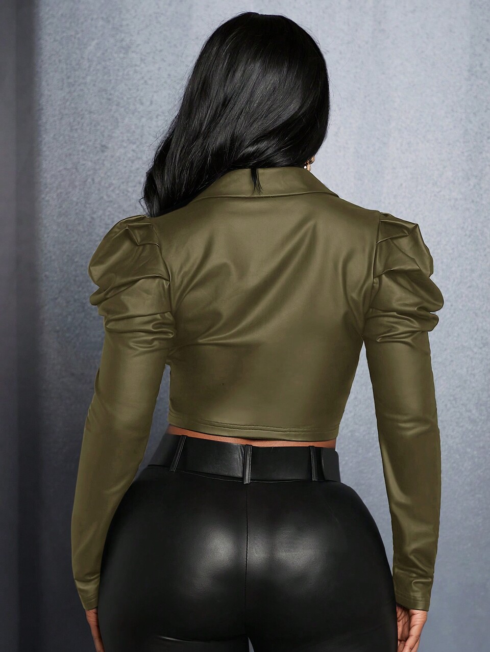 Women's Button Front Shirt With Leg-Of-Mutton Sleeves