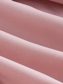 SHEIN MOD 蕾絲嵌片&荷葉邊下擺裝飾襯衫 - 粉色 - 查看 3