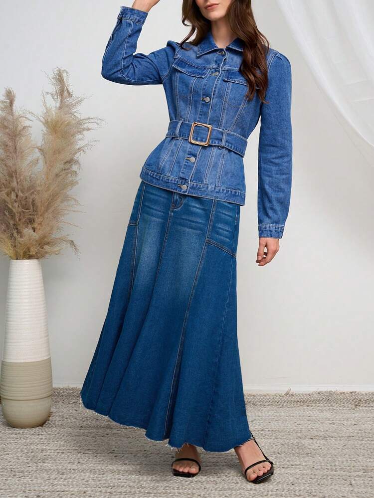 Ladies' Solid Color Denim Jacket