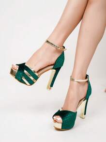 Women's Unique Shape High Heel Waterproof Platform Fashion Versatile Party Event Pumps
