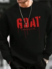 Manfinity Homme Men's Letter Pattern Drop Shoulder Sweatshirt - Black - View 1