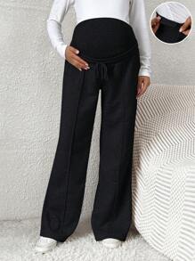 SHEIN Pantalones De Cintura Ajustable Para Mujeres Embarazadas - Negro - Ver 1