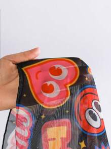 Girls' Cartoon Printed Cover Up - Black - View 4
