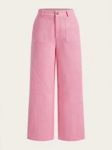 SHEIN ICON Women'S Mid-Rise Loose Trousers - Pink - View 1