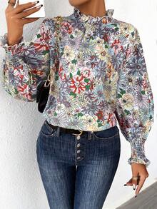 SHEIN LUNE 花卉印花立領襯衫 - 彩色 - 查看 3