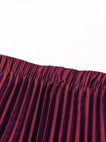 Celure Plus Size Pleated Skirt, Elegant & Romantic For Party, New Year Burgundy Maxi Women Skirt