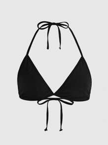 ROMWE Goth Skull Hot Diamond Strap Halter Neck Bra, Rave - Black - View 2