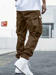 Manfinity LEGND Loose Plus Size Men's Cargo Pants - Brown - View 2