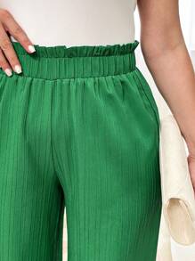 SHEIN LUNE Pantalones Verdes Del Día De San Patricio, Informales, Cómodos, Con Cintura Elástica De Talla Grande, Para Uso Diario Y Salir - Verde - Ver 3