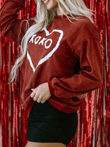 Xoxo與心形印花拉襟袖套衫 - 彩色 - 查看 4