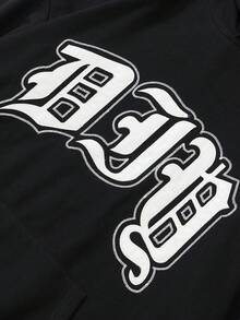 男士字母印花連帽衫 - 黑色 - 查看 8