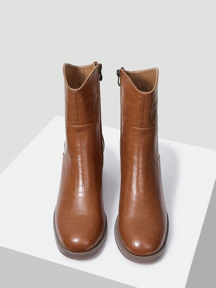 WOMEN'S ROUND TOE SQUARE HEEL COMFORTABLE ANKLE BOOTS AND SHORT BOOTS