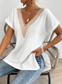 SHEIN LUNE Women's Bat Short Sleeve T-Shirt - White - View 3