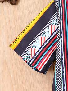 男嬰幾何條紋襯衫與短褲套裝 - 彩色 - 查看 4