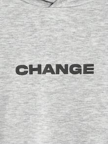 Manfinity RebelGame Loose Fit Men's Slogan Printed Knitted Hoodie - Light Grey - View 4