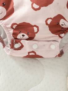 Body para bebé niña con estampado de oso y tirantes