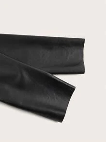 SHEIN ICON Chaqueta corta de PU floja y asimétrica para mujeres - Negro - Ver 7