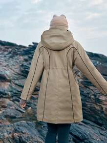 In My Nature 女士連帽拉鍊前開運動外套，帶束腰繩設計 - 綠色 - 查看 3