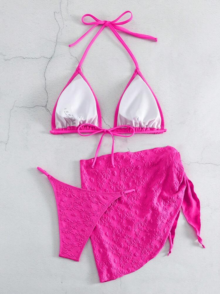 Women's Solid Color Bikini Set Valentine Summer Beach