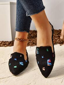 Women's Fashion Large Size Casual Lightweight Canvas Shoes Slip-On Flat Shoes - Multicolor - View 2