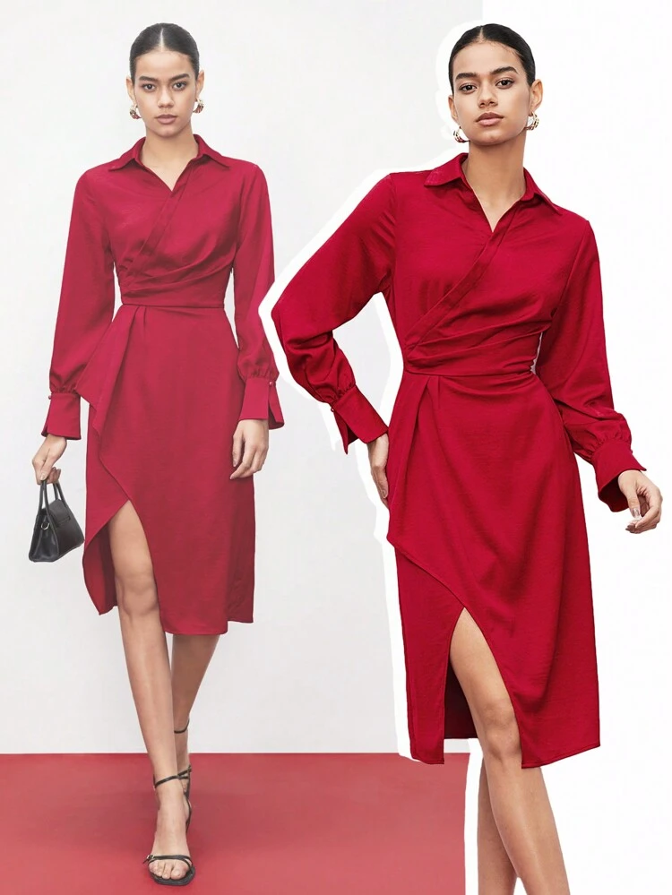 Long Sleeve Wrapped Dress