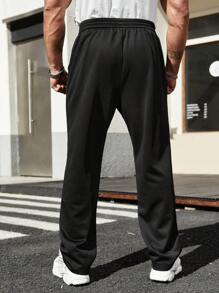 SHEIN Manfinity LEGND Nam Kích thước lớn Eo dây rút Quần thể thao Với Lá thư & In mạng nhện - màu đen - Xem 2