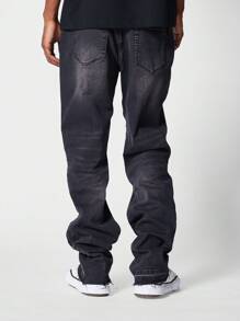 SUMWON Flare Fit Washed Jean - Black - View 4
