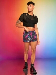 FeverCity Men'S Jersey Mesh Super Cropped T-Shirt - Black - View 4