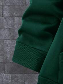 Manfinity Sudadera Con Capucha Y Estampado De Dibujos Animados Para Hombre - Verde Oscuro - Ver 5