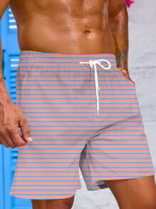 Manfinity VDAYZ Men's Striped Drawstring Board Shorts - Multicolor - View 8