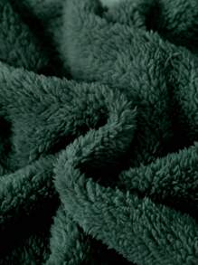 SHEIN 男婴休闲纯色卫衣，带字母贴花和保暖内衬，2件/套 - 墨綠色 - 查看 4