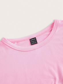 SHEIN EZwear 4pcs/Pack Women Summer Casual Round Neck Short Sleeve Fitted T-Shirts Suitable For Going Out - Multicolor - View 5