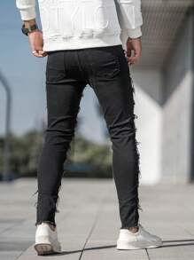 Manfinity LEGND Nam Frayed Hem Quần jean - màu đen - Xem 2
