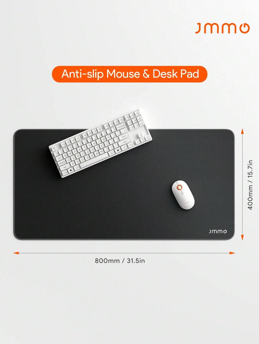 JMMO 游戏桌鼠标垫，超光滑表面，防水顶部和防滑橡胶底部，适合游戏玩家、办公室、家庭（800x400mm）圣诞礼物，秋冬季假期露营必备品，度假配件，露营用品 - 黑色 - 查看 1