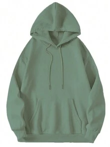 男士度假休闲汽车印花羊毛连帽运动衫 - 綠色 - 查看 2