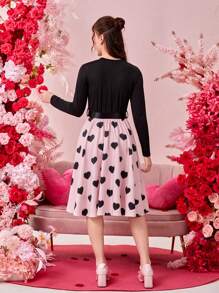 Thiếu niên cô gái Màu thuần Khâu Love Đầm - trắng - Xem 2