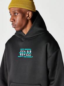 SUMWON Overhead Hoodie With Back Graphic Print - Black - View 4